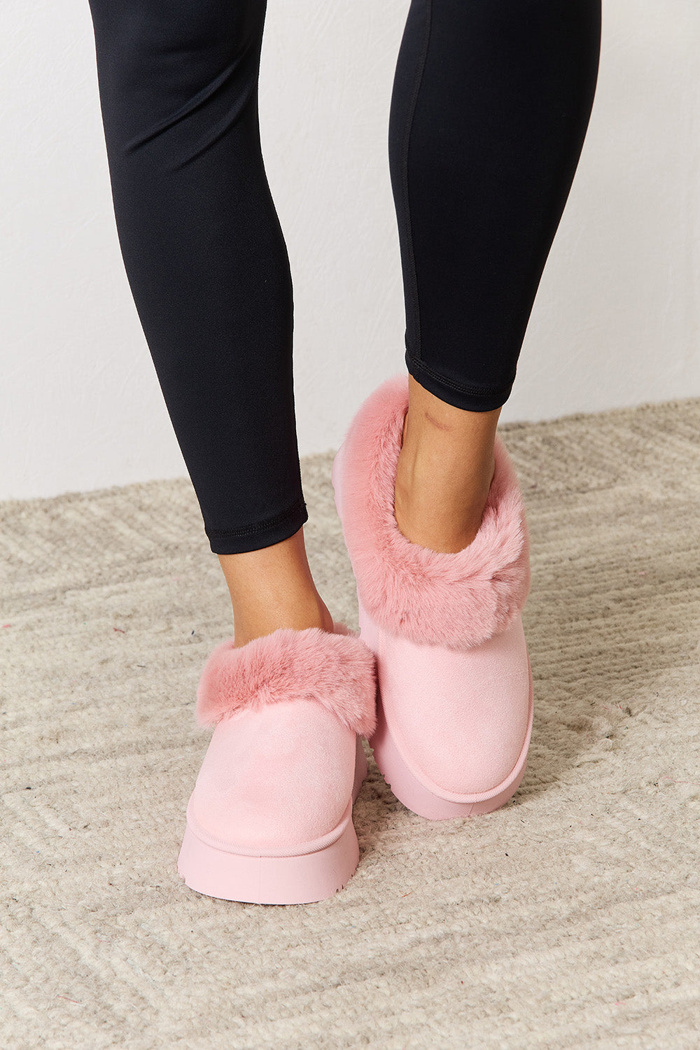 Just Furry Chunky Platform Ankle Boots Slippers in Pink  Southern Soul Collectives