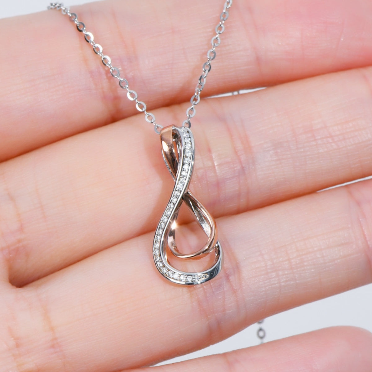 925 Sterling Silver Inlaid Moissanite Infinity Pendant Necklace Southern Soul Collectives