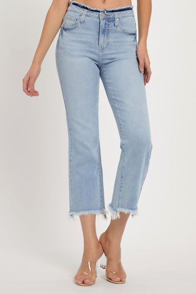 RISEN Full Size High Rise Raw Edge Crop Jeans Southern Soul Collectives