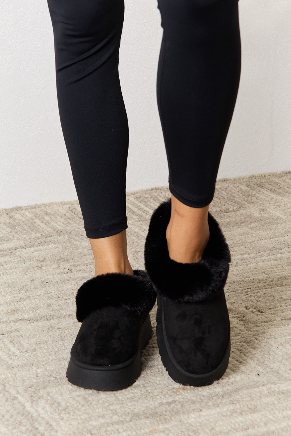 Fall Furry Chunky Platform Ankle Boots in Black  Southern Soul Collectives