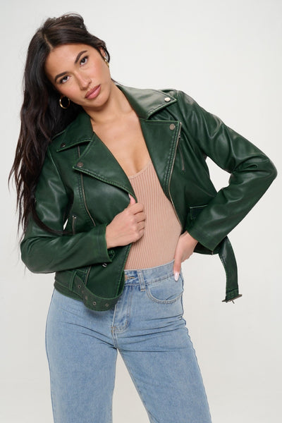 Coalition LA Zip Up Biker Jacket with Belt Southern Soul Collectives