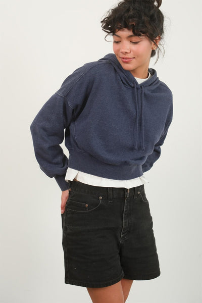 Drop Shoulder Cropped Hoodie in Dark Night Blue Southern Soul Collectives