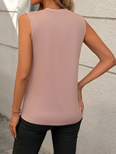 Round Neck Sleeveless Asymmetrical Detail Tank Top in Multiple Colors Southern Soul Collectives