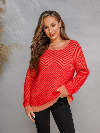 Angel Wings Round Neck Long Sleeve Sweater Southern Soul Collectives