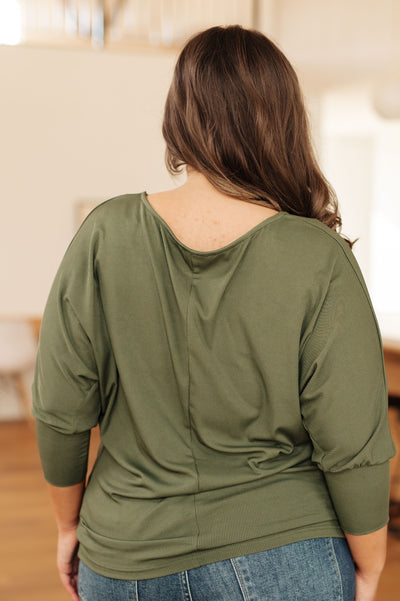 A Day Together 3/4 Sleeve Top in Olive Womens Southern Soul Collectives