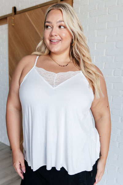 A Gleam in Her Eyes Lace Detail Cami in Ivory Southern Soul Collectives