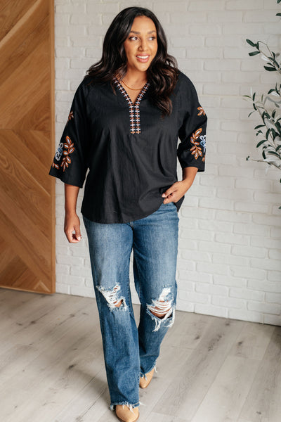 All In Me Embroidered V-Neck Blouse Southern Soul Collectives