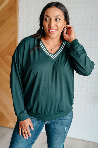 All Out Comfort V-Neck Pullover in Midnight Green Southern Soul Collectives