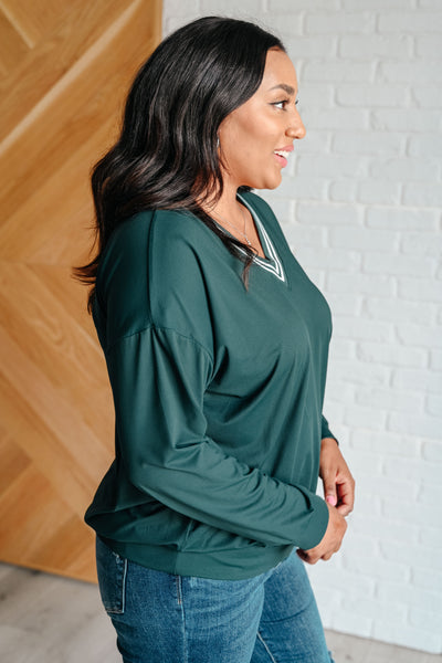 All Out Comfort V-Neck Pullover in Midnight Green Southern Soul Collectives