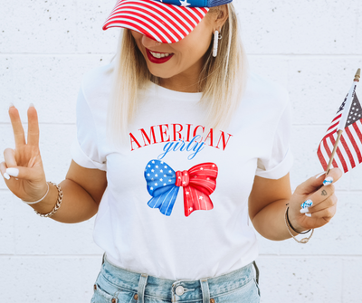 Girly American Coquette Bow Graphic T-shirt - Southern Soul Collectives