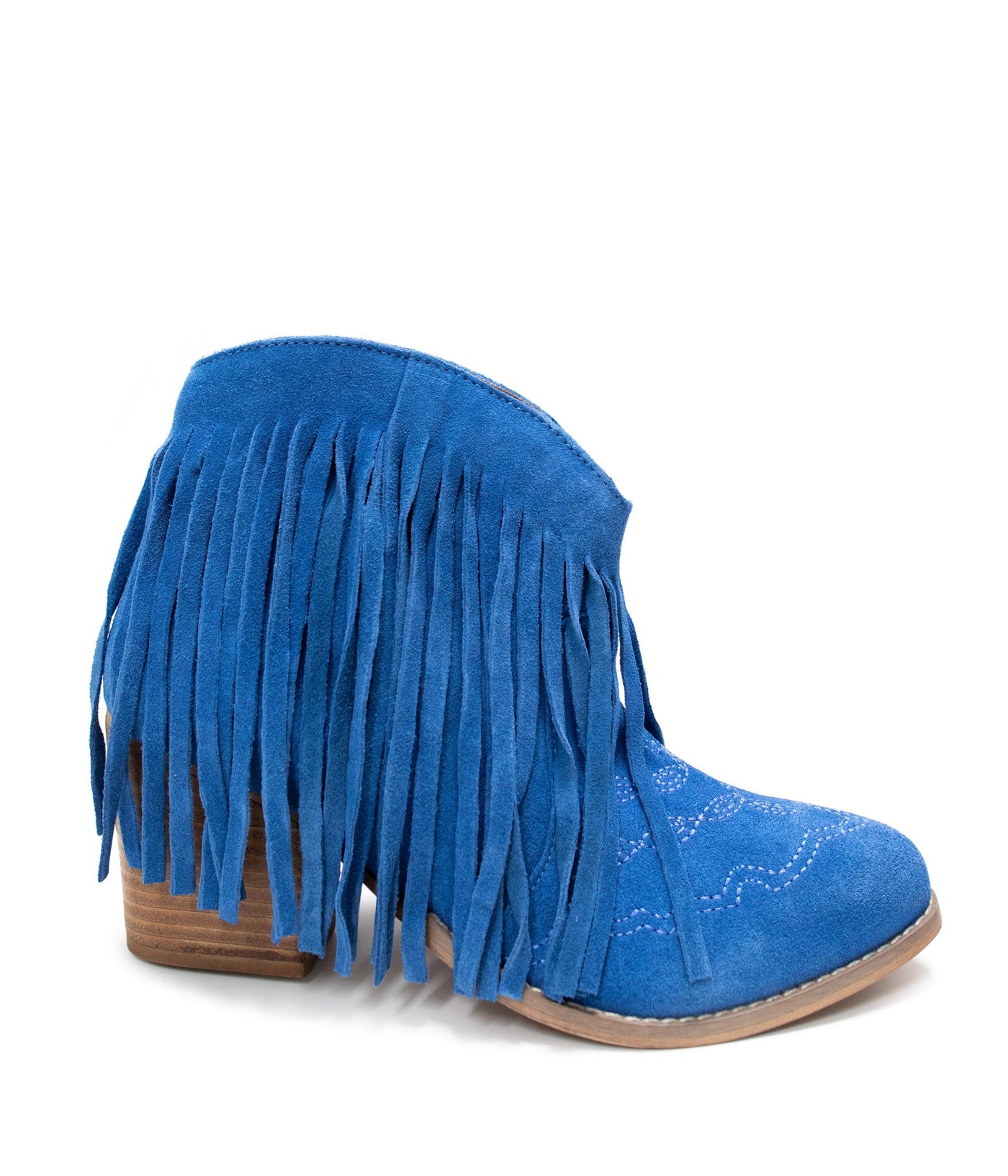 Amos Fringe Ankle Bootie in Blue Suede Southern Soul Collectives