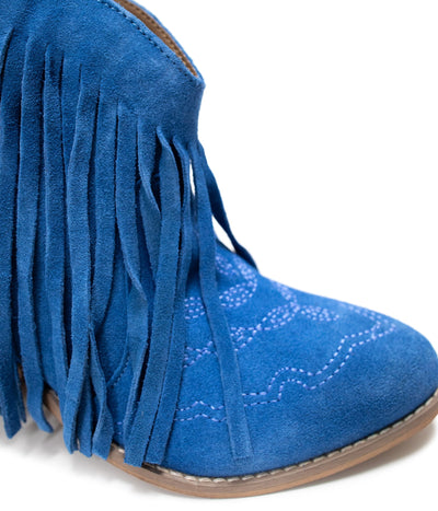 Amos Fringe Ankle Bootie in Blue Suede Southern Soul Collectives