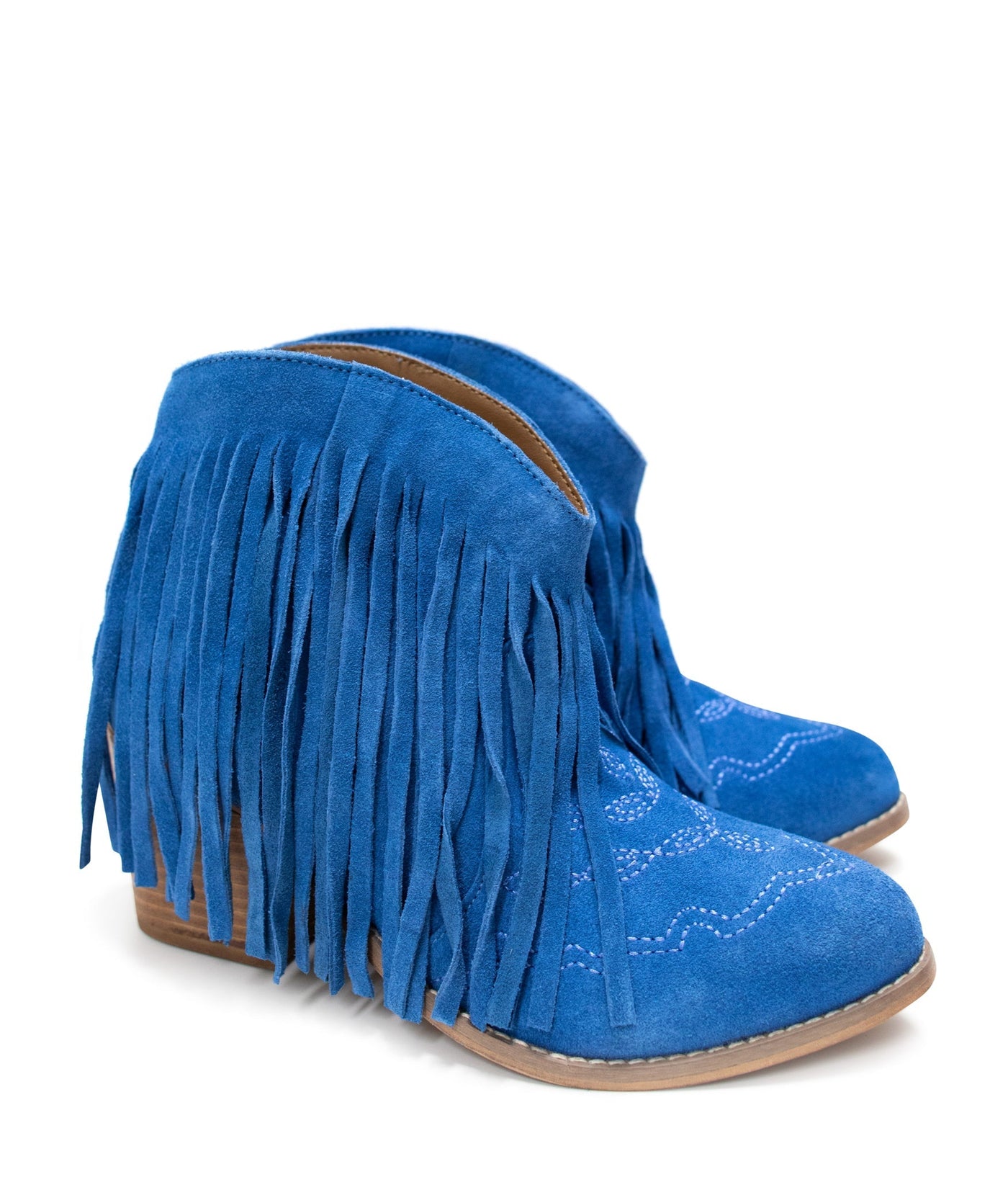 Amos Fringe Ankle Bootie in Blue Suede Southern Soul Collectives