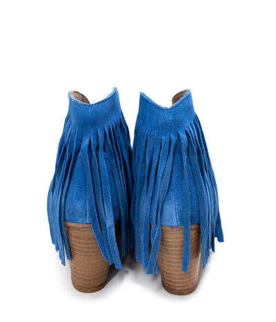 Amos Fringe Ankle Bootie in Blue Suede Southern Soul Collectives