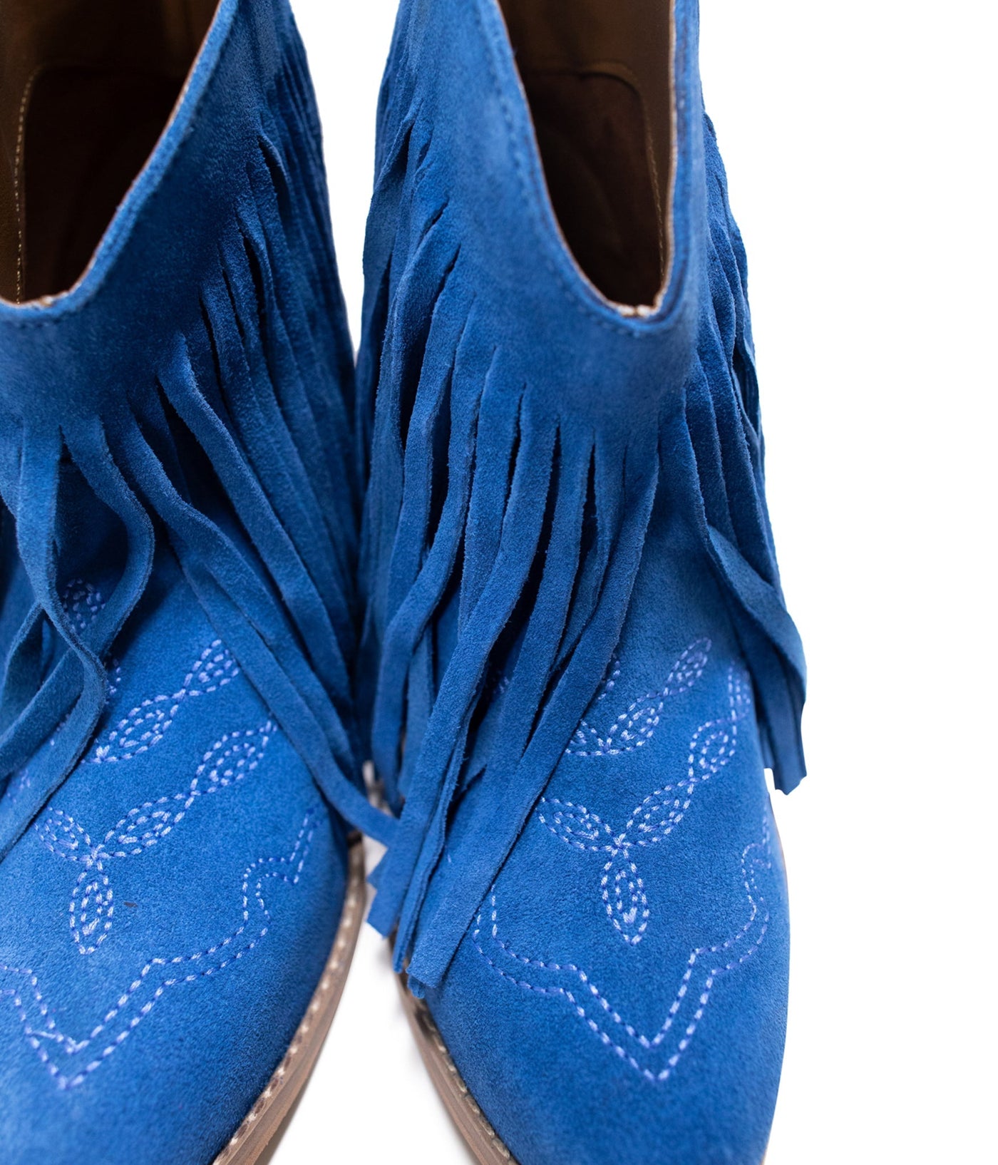 Amos Fringe Ankle Bootie in Blue Suede Southern Soul Collectives