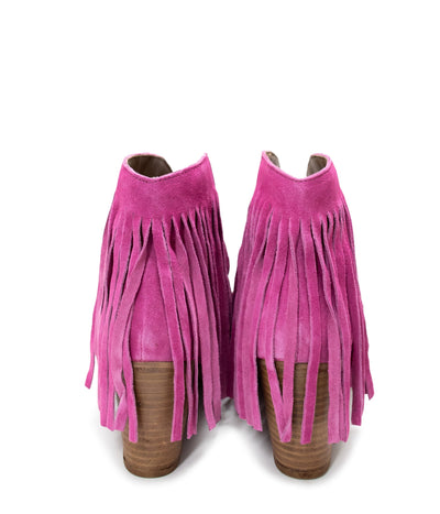 Amos Fringe Ankle Bootie in Magenta Suede Southern Soul Collectives