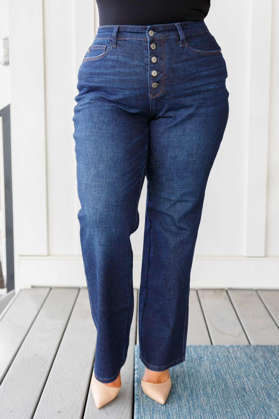 Judy Blue Arlo High Rise Button-Fly Straight Jeans Womens Southern Soul Collectives