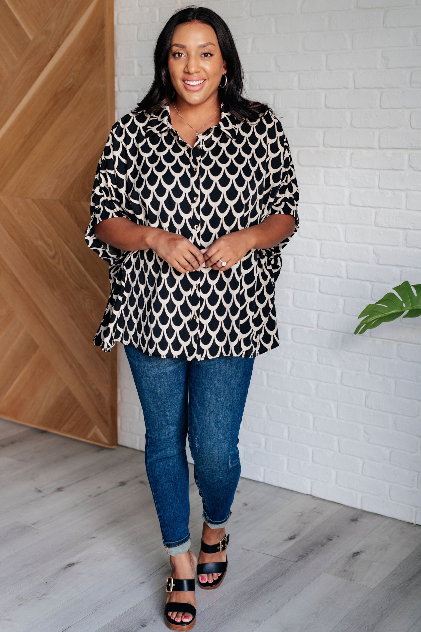 Art Deco Button Up Blouse Southern Soul Collectives