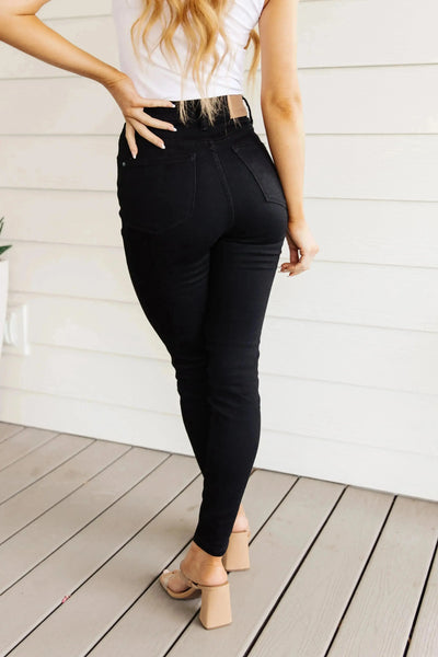 Audrey High Rise Control Top Classic Skinny Jeans in Black Womens Southern Soul Collectives