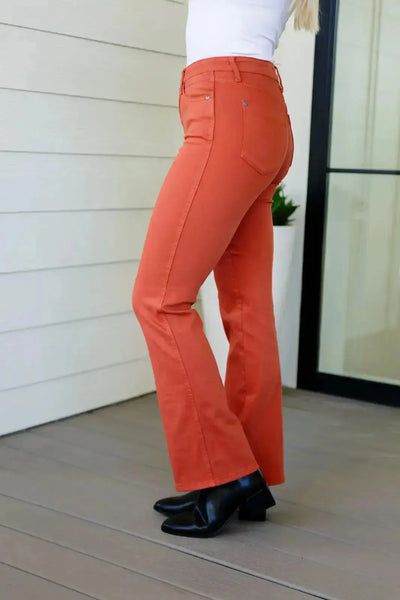Autumn Mid Rise Slim Bootcut Jeans in Terracotta Womens Southern Soul Collectives