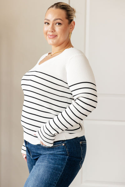 Be Still V-Neck Striped Sweater Womens Southern Soul Collectives