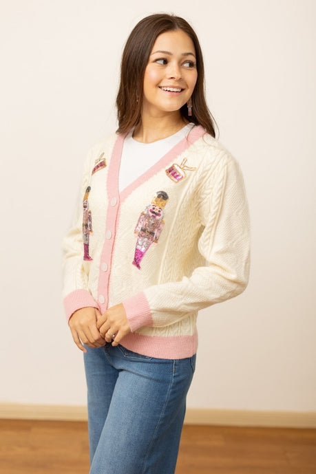 Beige and Pink Nutcracker Sweater Southern Soul Collectives