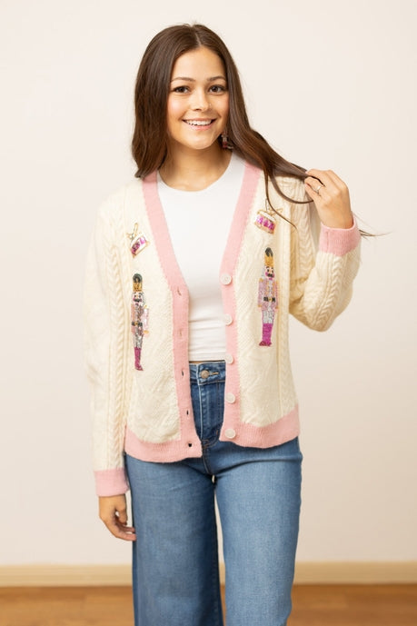 Beige and Pink Nutcracker Sweater Southern Soul Collectives