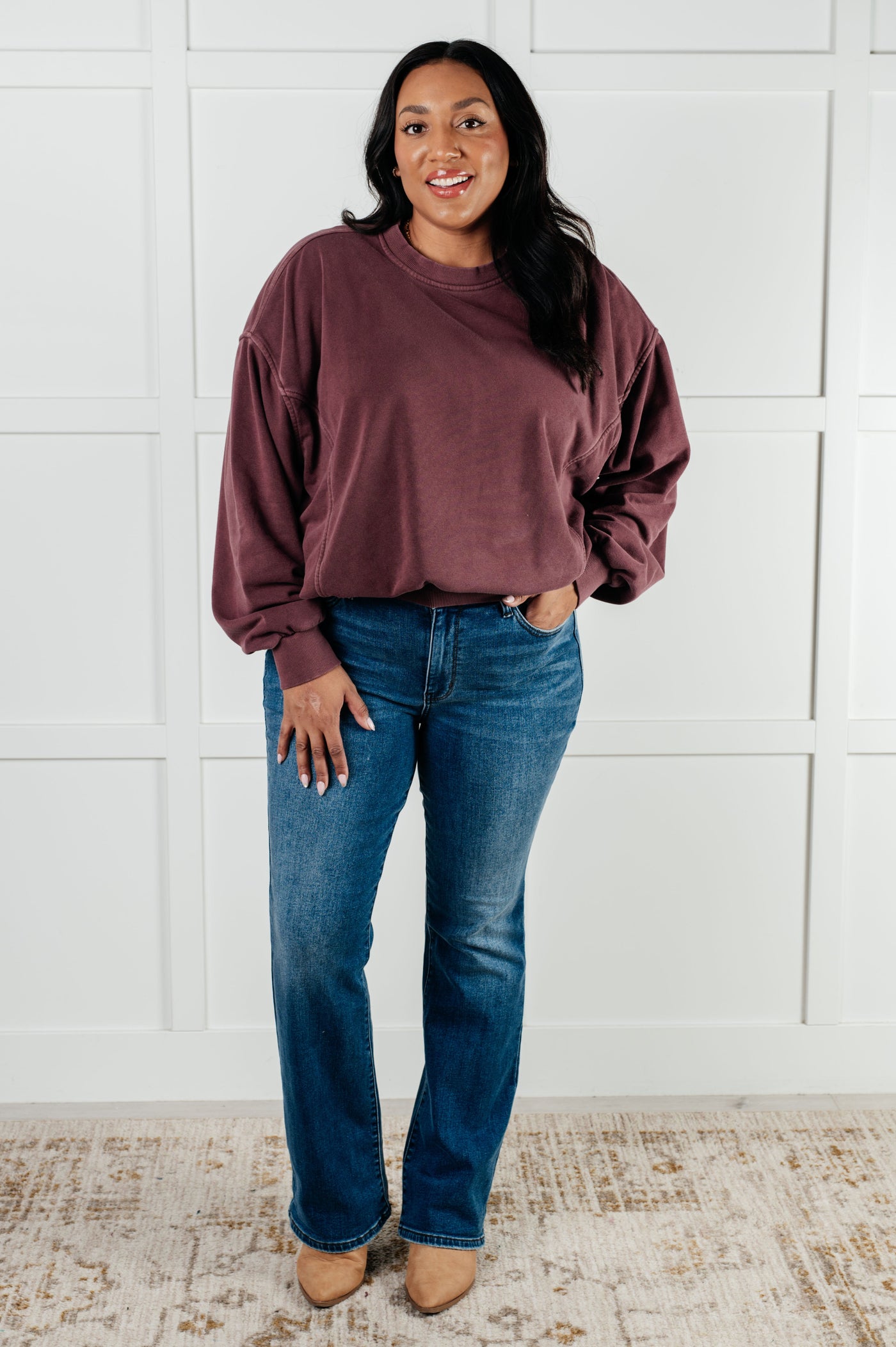 Beyond the Basics Pullover in Eggplant Southern Soul Collectives