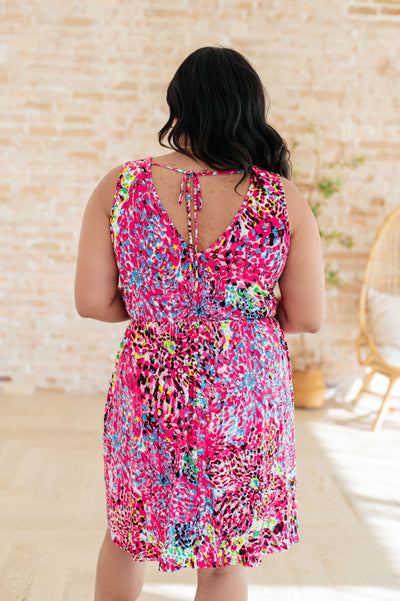 Bless Your Heart V-Neck Dress in Neon Fuchsia Southern Soul Collectives