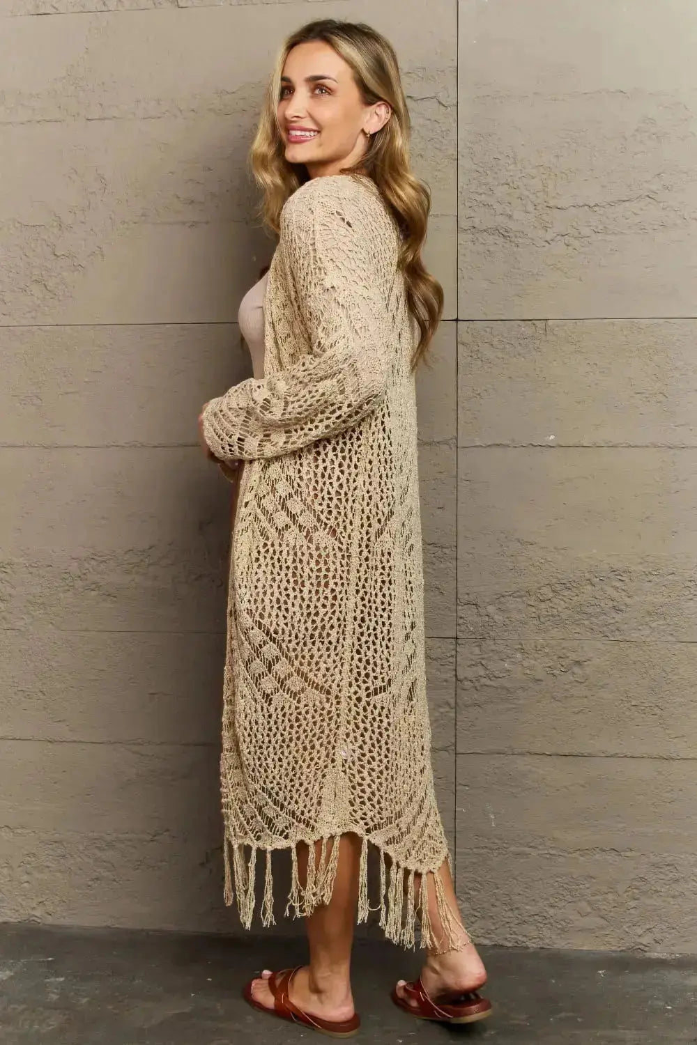 Boho Chic Western Knit Fringe Cardigan in Oatmeal  Southern Soul Collectives