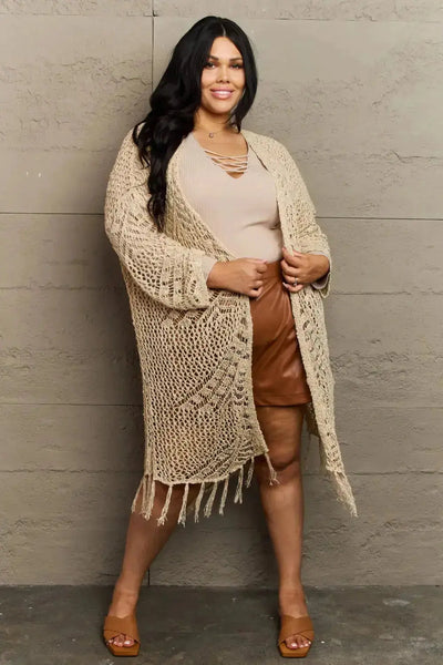 Boho Chic Western Knit Fringe Cardigan in Oatmeal  Southern Soul Collectives