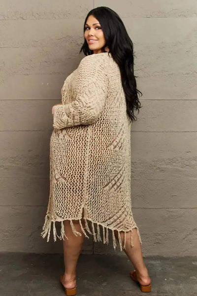 Boho Chic Western Knit Fringe Cardigan in Oatmeal  Southern Soul Collectives