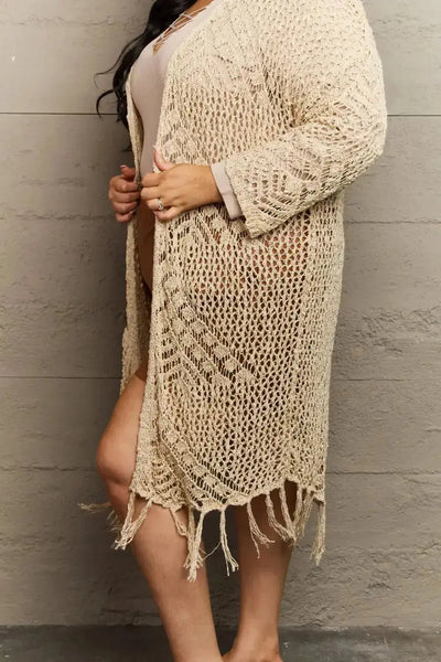 Boho Chic Western Knit Fringe Cardigan in Oatmeal  Southern Soul Collectives