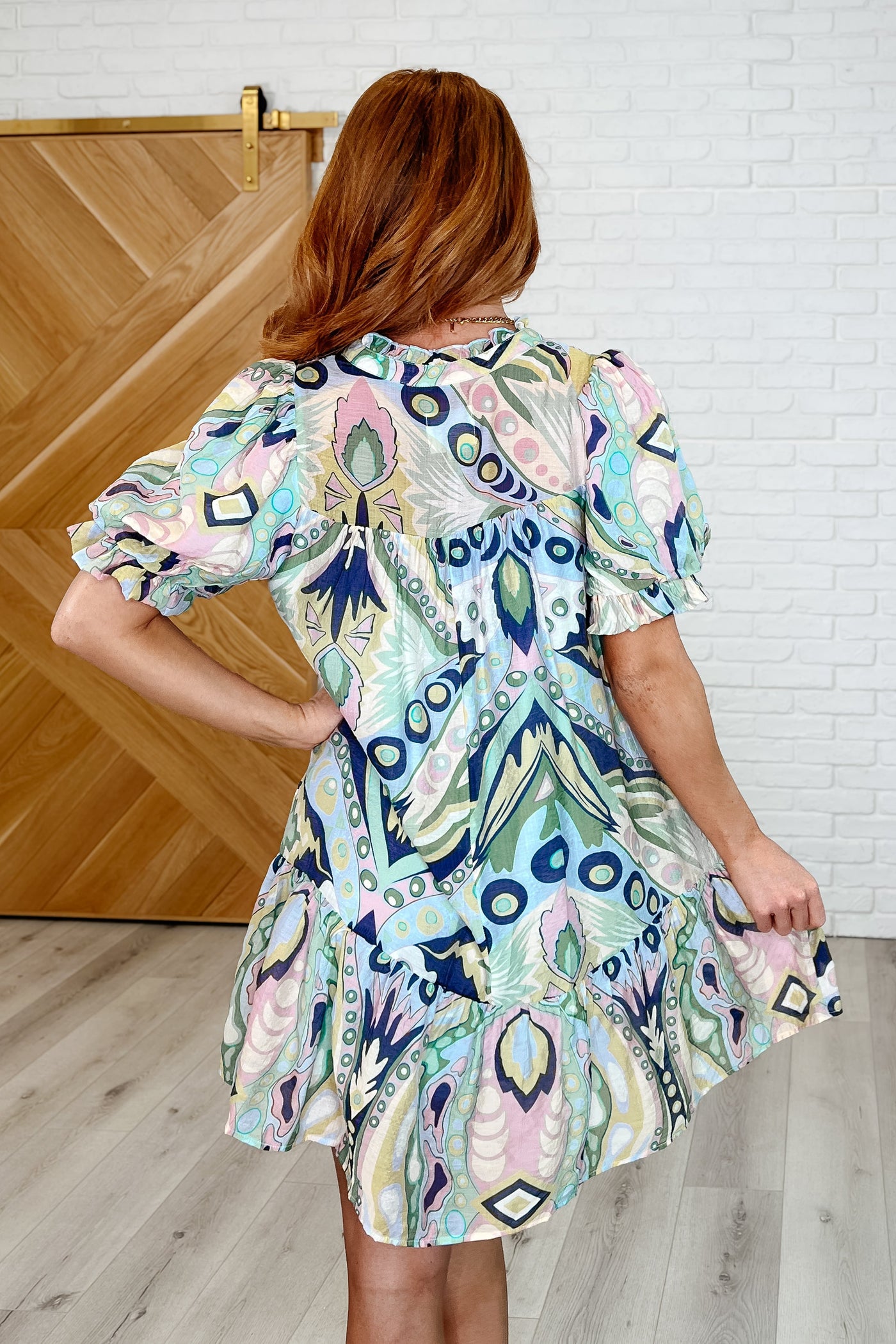 Boho Belle V-Neck Tiered Dress in Green Mix Southern Soul Collectives