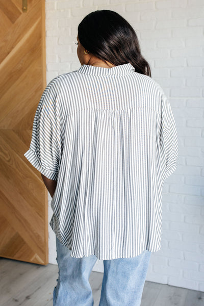 Boxy Striped Button Up in Black Southern Soul Collectives