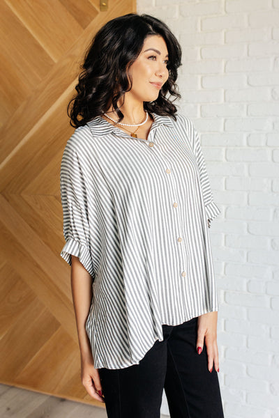 Boxy Striped Button Up in Black Southern Soul Collectives