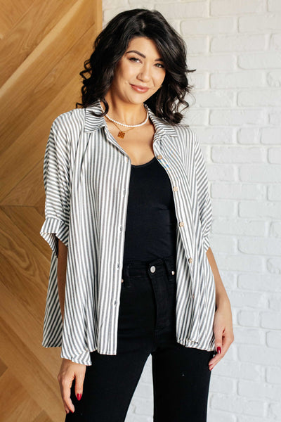 Boxy Striped Button Up in Black Southern Soul Collectives