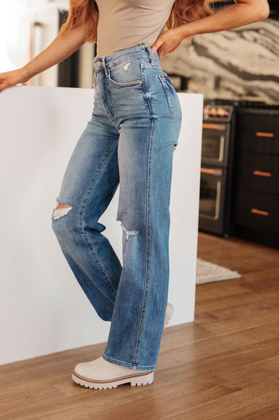 Judy Blue Bree High Rise Control Top Distressed Straight Jeans - Southern Soul Collectives