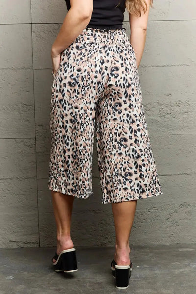 Brown Leopard High Waist Flowy Wide Leg Pants with Pockets  Southern Soul Collectives