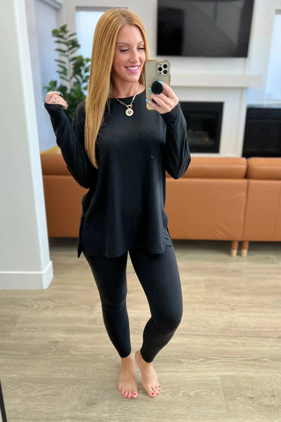 Buttery Soft Long Sleeve Loungewear Set in Black Womens Southern Soul Collectives