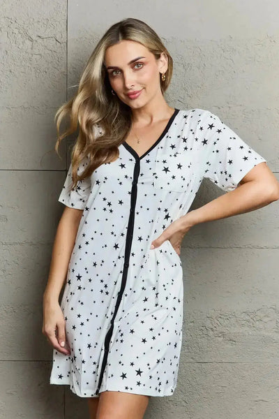 Button Down Sleepwear Night Shirt Gown in White  Southern Soul Collectives
