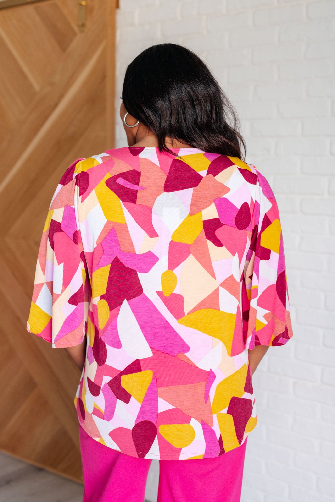 Cali Blouse in Magenta and Mustard Abstract Southern Soul Collectives