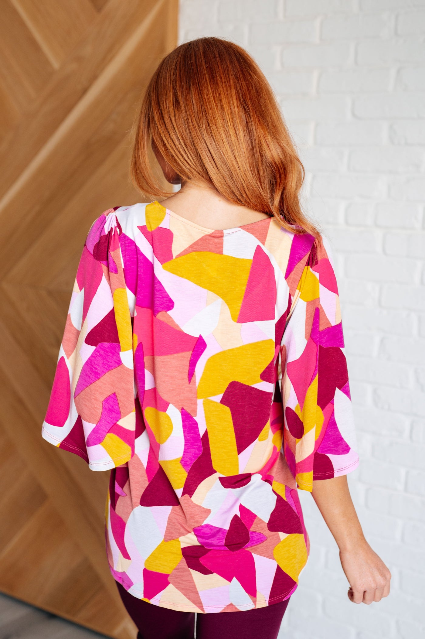 Cali Blouse in Magenta and Mustard Abstract Southern Soul Collectives