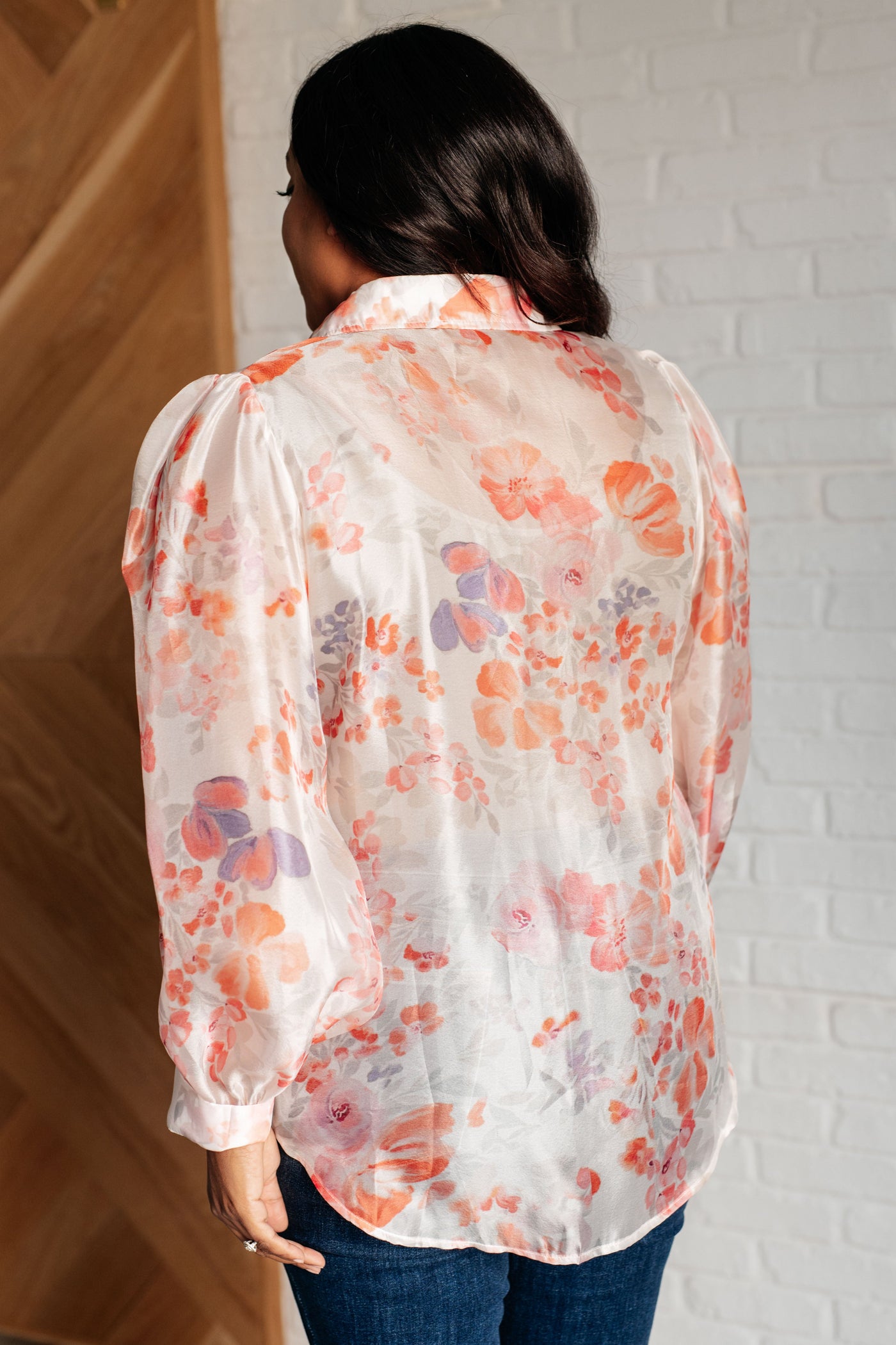 Call Me Back Sheer Floral Button Up Blouse Southern Soul Collectives