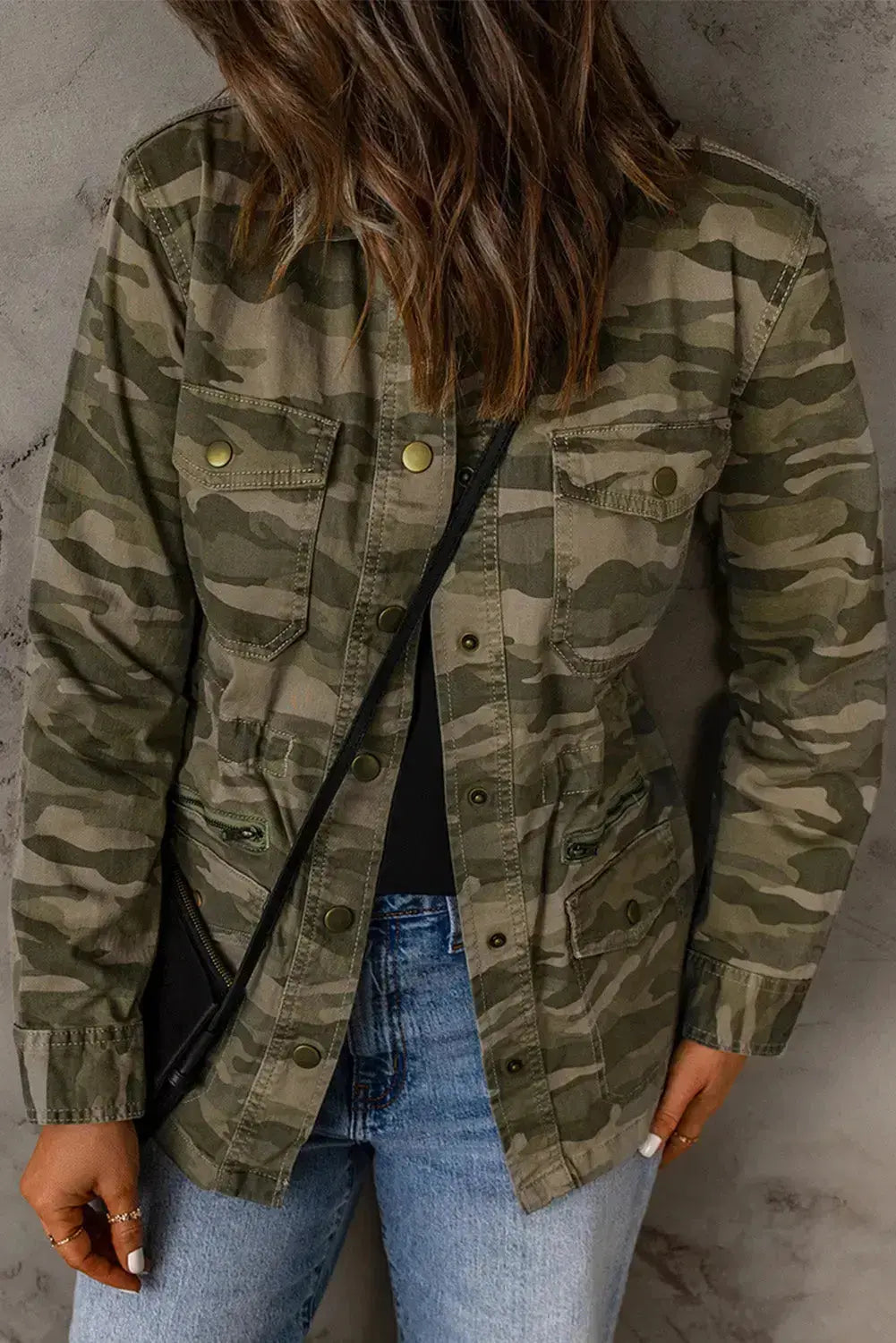 Camouflage Snap Down Jacket  Southern Soul Collectives