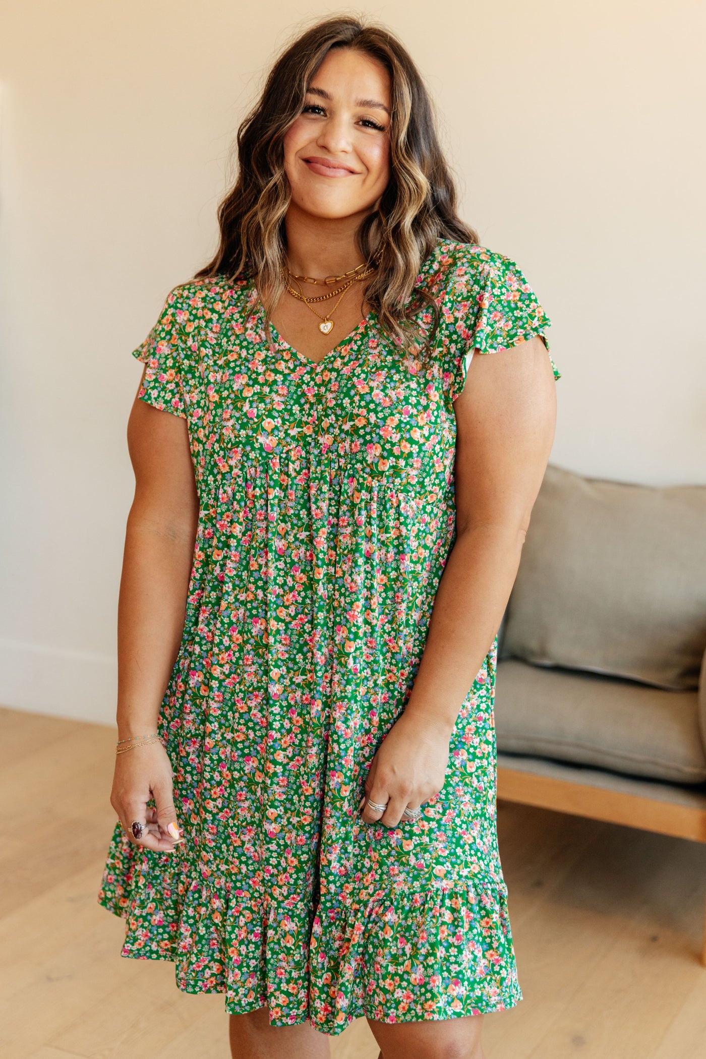 Can't Fight the Feeling Floral Dress in Green Southern Soul Collectives