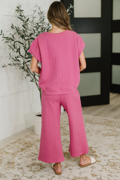 Can't Quit You Cropped Flair Bottoms in Magenta