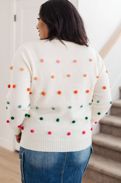 Candy Buttons Pom Detail Sweater Womens Southern Soul Collectives