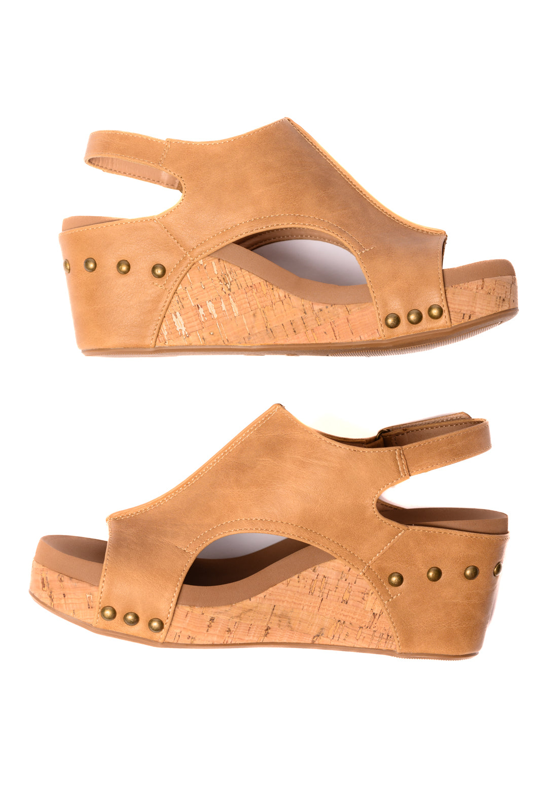 Carley Wedge Sandals in Caramel Smooth Southern Soul Collectives