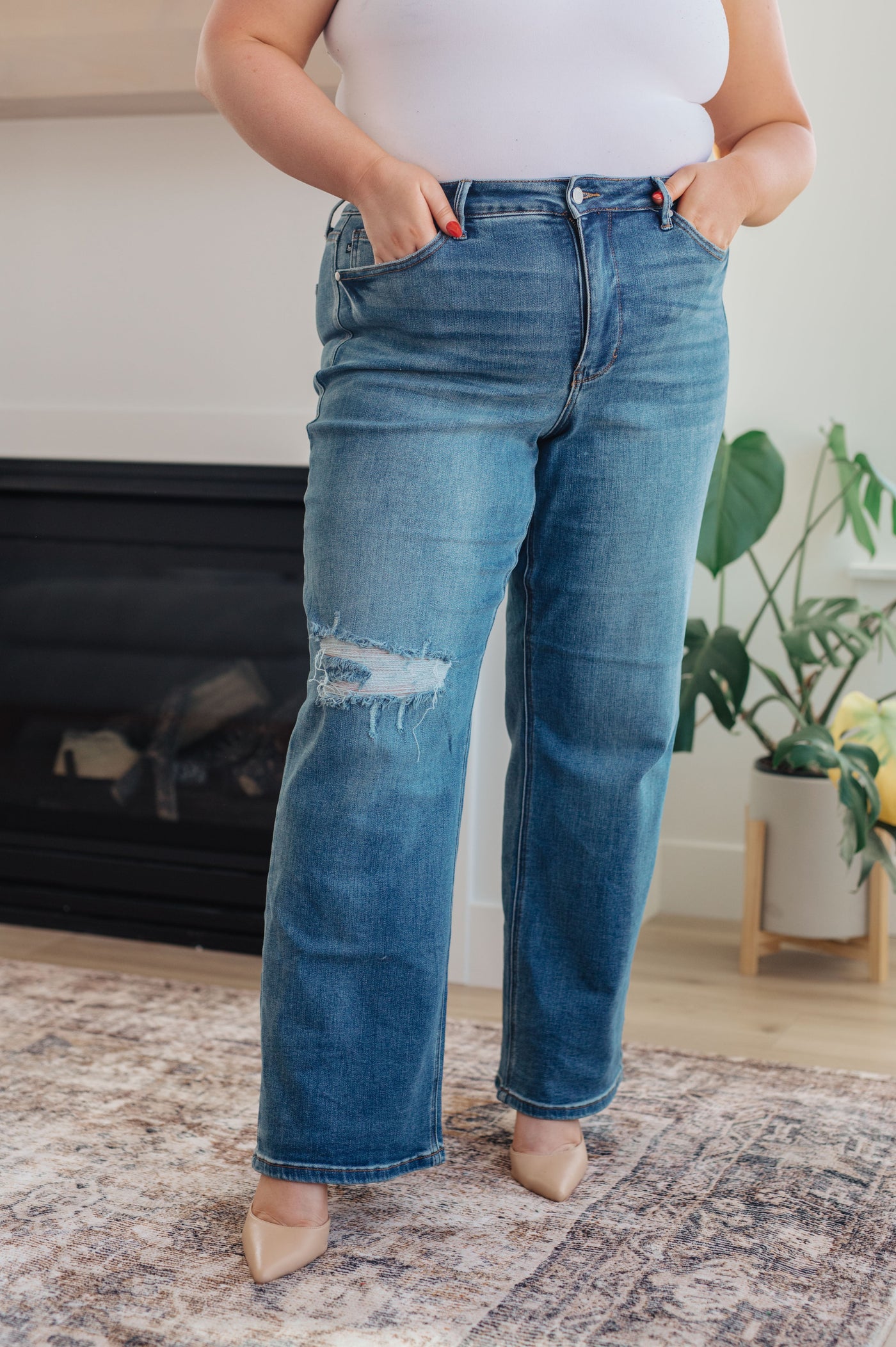 Judy Blue Carrie High Rise Control Top 90's Straight Jeans Womens Southern Soul Collectives